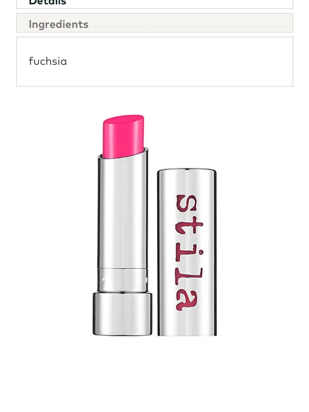 Stila- Color Balm Lipstick “Betsey” fuschia NWT